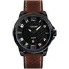 TONSHEN Uomo Fashion Analogico Quarzo Orologi da Polso Acciaio Inossidabile Cassa e Pelle Cinturino Casual Elegante Calendario Sportivo Orologio (Marrone)