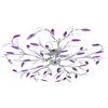 vidaXL Lampadario con Foglie e Bracci per 5 E14 Plafoniera Lampada Soffitto Illuminazione Luci da Interno in Cristallo Acrilico Viola