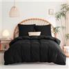 WAVVE Sacco Copripiumino Singolo 155x220 cm - Set Copripiumino Singolo con Federa 80x80 cm, Copripiumone in Microfibra Traspirante, Nero
