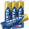 Varta Longlife Power, Batteria Alcalina, AAA, Micro, LR03, 1.5V, Blister da 4, Made in Germany
