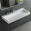 maimai Mai & Mai Lavabo da Appoggio 100x46x11cm, Lavabo Bagno Sospeso Lavandino Bagno con Piletta di Scarico e un Foro per Rubinetteria, Lavabo da Minerale fuso Bianco opaco, Colossum19