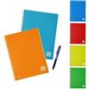 Blasetti One Color- 2 quaderni con spirale A4 con copertina in plastica + Penna One Color Multicolore. 80 fogli in carta da 80gr, fogli con microperforazione e fori per archiviazione. Righe 1R