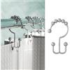 Zenna Home Ganci per tenda da doccia, cromati, set da 12 pezzi, di alta qualità, con anelli di rivestimento con doppio rullo e design su entrambi i lati, resistenti alla ruggine