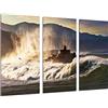 DKORARTE Quadro Moderno Fotografico Onde, Mareggiata, Mare Bravo, Spike, Natura, 97 x 62 cm, Rif. 27407