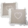 Russo Tessuti 6 Cuscini Sedie Cucina Coprisedia Imbottiti Tinta Unica ALLEGRIA Laccetti Volant-Cuore Beige