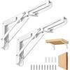 Rairsky 2 Pezzi Staffe Pieghevoli, 200mm Staffa per Mensola, Acciaio Inox Staffa Pieghevole per Banchi da Lavoro E Scaffali, per Risparmiare Spazio In Casa, Capacità di Carico: 60-80Kg (Bianco)