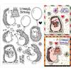 GLOBLELAND Hedgehog e Compleanno Timbri Trasparenti per Fai da Te Scrapbooking Decor Celebrazione Animale Torta di Compleanno Farfalla Palloncino Silicone Trasparente Francobolli 148x210x3mm