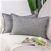 Madizz 2 Pezzi Lino in Poliestere Copricuscini Morbido Decorativo Fodere per Cuscino Lusso Stile per Divano Camera da Letto 30x50 cm Grigio