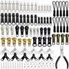 Lwtsrp 169 Pezzi Kit di Riparazione Cerniera Slider di Ricambio in Metallo Pull Tabs Zip Fixer Parti con Cerniera Pinze Cursori per Cerniere lampo, per Riparazione Cerniera Giacca Jeans Cappotti Giubbotti