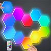 Amailtom Pannelli LED RGB con Telecomando, Applique da Parete Interno Luci Esagoni LED Gaming Controllo Touch, Geometria Fai-da-te Lampada Gaming LED Muro Accessori Gaming per Camera da Letto, 10 Pannelli
