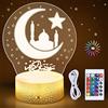 FORMIZON Lampada 3D per il Ramadan, 3D LED Musulmano Ramadan Moon Lamp, Lampade Ramadan Mubarak, Islam Musulmana Mezzaluna Lampada da Tavolo Casa Decorazione, Touch + Telecomando a 16 Colori (Stella)