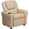 Flash Furniture Contemporary beige vinyl Kids Recliner with Cup Holder e poggiatesta Contemporaneo Beige