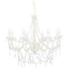 vidaXL Lampadario con Perle di Cristallo Rotondo 8 Lampadine E14 Elegante Lampada da Soffitto Luce Interni Bianco Trasparente in Metallo e Acrilico