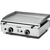 Sammic Fry Top Piastra Snack Da Banco Sammic SPG-601 a Gas - In Acciaio - 2 Bruciatori - Superficie Della Piastra 538 x 395 mm