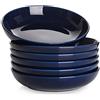 Y YHY Set di 6 Piatti per Pasta, 21,6 x 4,5 cm Piatti Grandi in Porcellana per Insalate, Zuppe, Frutta, Ciotole per Servire, Adatti al Forno a Microonde & Forno & Lavastoviglie - 880 ml, Blu