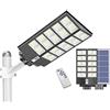 081 Store - Lampione Solare Led Esterno 1000W Impermeabile IP66 800 LED e Telecomando e staffa di 50cm nera per Esterni sensore Crepuscolare