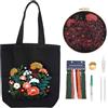 NAEBRO Ricamo Starter Kit Ricamo a Mano a Punto Croce Borsa in Tela con Motivo Prestampato, Kit Ricamo Principianti Set Punto Croce con Istruzioni per Il Telaio da Ricamo Fili Colorati e Utensile per Adulti