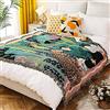 LumiSyne Coperte Double-Face Plaid In Cotone Intrecciato Con Nappina Giungla Stile Bohemien Arazzo Scialle Decorativo Coperta Da Tiro Per Letto Divano Coperta Campeggio Tovaglia Tappeto 160x130cm