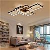 JSZ Rettangolo Plafoniera Lampada Da Soffitto A LED Dimmerabile, Moderna Da Soggiorno Con Telecomando, in Metallo, Design Acrilico Creativo, Nero, 105cm