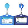 Vicloon Porta Badge, 2pcs Porta badge identificativo, PU Colorato Orizzontale Retrattili in Pelle con Clip per Carta Ufficio, Carta D'identità, Pass Bus (Azzurro & Blu scuro)