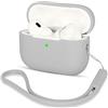 AOTUAO Compatibile con AirPods PRO 2 Custodia Case Cover, Case Protettiva Antiurto Antiscivolo in Silicone per AirPods PRO 2 Seconda Generazione 2022 Custodia con Silicone Lanyard, Grigio