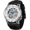 FORSINING Orologio da uomo automatico impermeabile con grande quadrante esotico Tourbillion Skeleton Watch, Argento e bianco., Cinturino