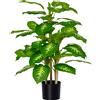 HOMCOM Pianta Artificiale Sempreverde con Vaso Φ17x14.5 cm Nero per Interni ed Esterni, Altezza Pianta 95 cm|Aosom