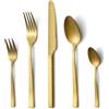Hunnycook Set di posate per 6 persone, 30 pezzi, in acciaio inox, colore oro opaco, per casa, cucina, ristorante, set di posate da pranzo, con forchette, cucchiai, coltelli, lucidati, lavabili in