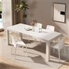 Mobili Fiver, Tavolo Allungabile Moderno, Iacopo, 140(220) x90 cm, Bianco Frassino, per 6-10 persone, Tavolo Cucina, Soggiorno, Made in Italy