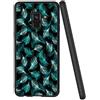Yoedge Samsung Galaxy A8 2018 Case, Black Silicone with Personalised Print Patterned Protective Case Ultra Slim Shockproof TPU Gel Cover for Samsung Galaxy A8 2018, Green Feather