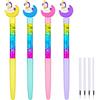 OFFCUP Penna Unicorno, 4Pcs Penne a Sfera Animale Colorate, Penna a Sfera con 4Pcs Ricariche per Penna, Cancelleria per Unicorno, Penna Roller per Materiale Scolastico Regalo dei Bambini