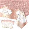 PIXHOTUL 4 tovaglie color oro rosa, decorazioni per feste, usa e getta, in plastica, rettangolari, rosa, per ragazze, mamme, donne, feste di compleanno, 130 x 220 cm