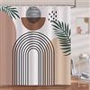 Bonhause Tenda Doccia Astratto Arco Boho Metà del Secolo Minimalista Tende per Doccia in Poliestere Impermeabile Antimuffa Lavabile Tende Bagno 180 x 180 cm con 12 Ganci