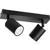 Klighten Faretti da Soffitto Orientabili Nero, con 2 Attacco GU10, Plafoniera 2 Luci Interno, lampada Soffitto per Cucina, Soggiorno, Camera da Letto, Max 50W x 2, Lampadina Non Inclusa