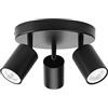 Klighten Faretti da Soffitto Orientabili Nero, con 3 Attacco GU10, Plafoniera 3 Luci Interno, lampada Soffitto per Cucina, Soggiorno, Camera da Letto, Max 50W x 3, Lampadina Non Inclusa