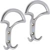Aerzetix - C64365 - Set di 2 Ganci appendi da parete tripli 145x92x44mm - gancio/appendiabiti sospensione cappello accappatoio bagno asciugamano doccia WC - in metallo - finitura argento opaco