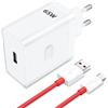 iMangoo 65W Caricatore USB con Cavo USB C 1M per Oneplus Supervooc Charge,Caricatore Rapido Charge Vooc con Cavo USB Type-C per Oneplus 11 Nord 2T CE 2 N200 N300 N20 N10 Pro 10T Nord 2 9 Pro OPPO A96 A16S A16