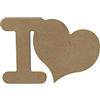 Le Géant de la fête Aladine Gomille I Love - Supporto in legno da dipingere e decorare, ideale per decorazione di interni, camera da letto, compleanno, in legno naturale, 100% francese, 15 cm