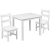 Flash Furniture Kyndl - Set tavolo e sedie per bambini in legno massiccio per sala giochi, camera da letto, cucina, set da 3 pezzi, bianco
