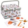 Hobby Gift Scatola Media per Cucito Kit con Manico - Cestino Porta Cucito in Cotone con Scomparti per Strumenti e Accessori Creativi - 18,5 x 25,5 x 14,5 cm, Bassotto