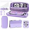 FANPL Custodia per Nintendo Switch OLED, custodia per Switch OLED e controller Joy Con con custodia protettiva rigida e protezione schermo, 4 impugnature per pollice, tracolla (viola)
