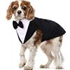 PUMYPOREITY Abito da smoking per cani in cotone, feste di matrimonio, cuccioli, abbigliamento formale, festival, camiciacappotto, abbigliamento con bandana staccabile (nero, M)