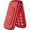 Guwet G936 Telefono Cellulare per Anziani con Tasti Grandi | Funzione SOS |2.4 Display | Doppia SIM | Chiamata Rapida | Torcia | Radio FM Suono Alto | 1400mAh Batteria | Rosso