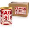 MD Labels Etichette di avvertimento su rotolo, 90 x 150 mm, 100 pezzi, fragile, handle with care, keep dry, don't stack or drop- this way up, etichette autoadesive di carta per spedizioni