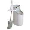 Upgrade Scopino per wc, manico lungo, scopino da toilette, in plastica, con setole multifunzione