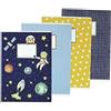 PaPIerDraCHeN 4 quaderni di alta qualità per bambini DIN A4 | a righe e quadretti 32 pagine - motivo astronauta - per iniziare la scuola per gli studenti delle elementari - set numero 5-16 fogli