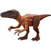 Mattel Jurassic World Strike Attack - Statuetta di dinosauro Herrerasurus con articolazioni mobili e funzione sciopero singolo, regalo giocattolo con gioco fisico e digitale