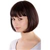 WIG ME UP - Parrucca, castano scuro, quadrato immersione, frangia dritta 25 cm