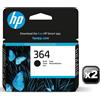 HP 364 CB316EE CARTUCCIA ORIGINALE NERO HP 250 PAGINE 2 PEZZI SCAD GIUGNO 22