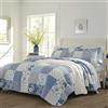 Laura Ashley - Set trapunta singola, biancheria da letto reversibile in cotone con federa abbinata, decorazione per la casa in stile rustico (motivi paisley/patchwork stampati, blu, singolo)